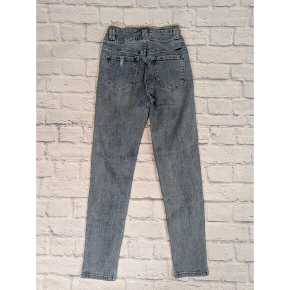 KanCan High Rise Button Fly Distressed Skinny Jeans Size 1 - Picture 3 of 8